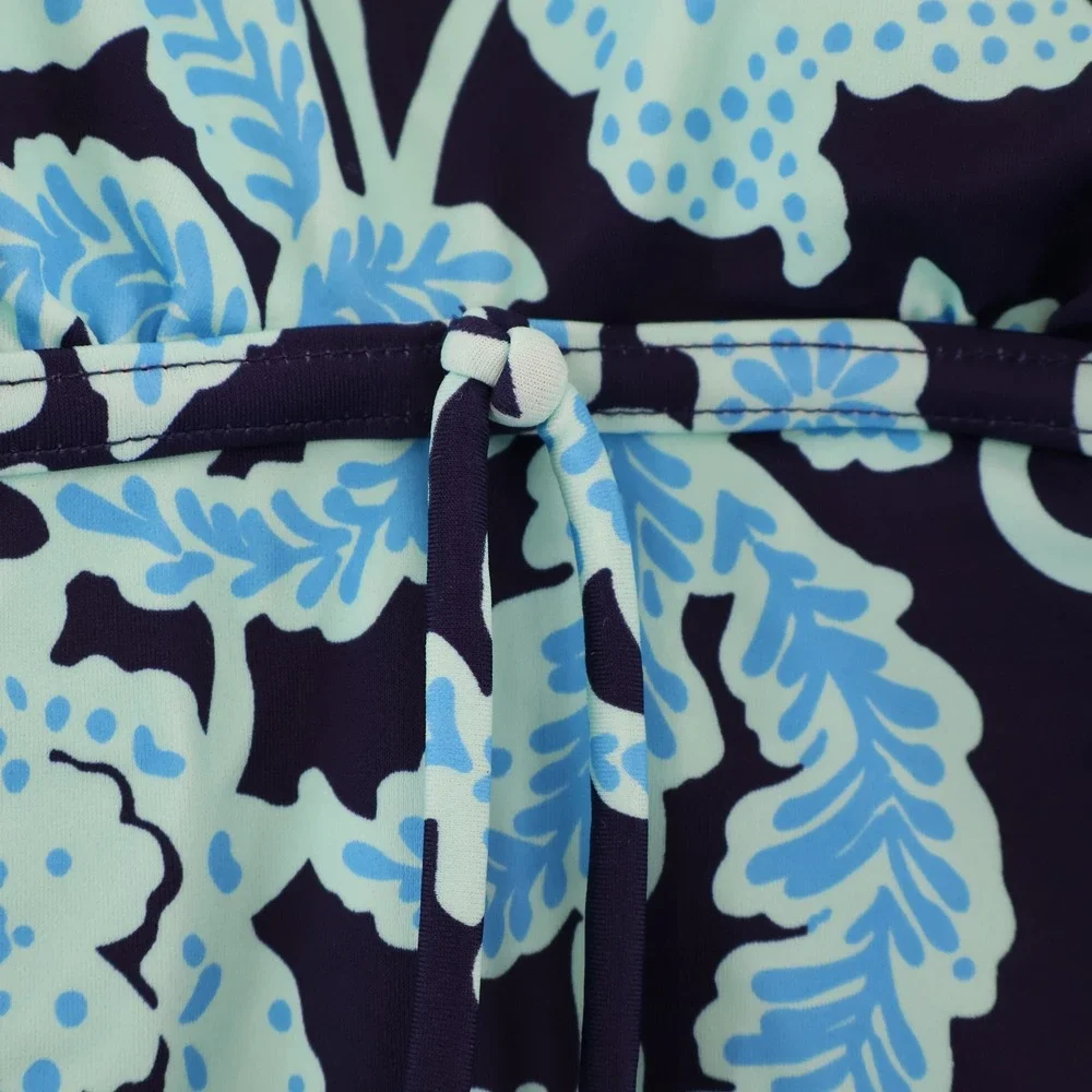 Swim Solutions Swimdress Womens 8 Blue Floral Empire Waist Modest Resort NWT - Picture 10 of 15